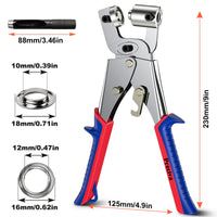 2 x RAW Customer Returns Preciva Professional Eyelet Pliers, Eyelet Riveter for Tarpaulins and Fabrics, with 200 Eyelets inner diameter 10 mm , for Tarpaulin, Leather, Cardboard, PVC Fabric - RRP €49.56