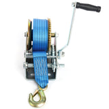 1 x RAW Customer Returns FreeTec hand winch cable winch with blue polyester cable pull recovery winch boat winch hand winch 10m 2500lbs  - RRP €51.95