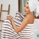 5 x Brand New VIVOTE Microfiber Bath Towel 70cmx140cm Striped Bath Towel Quick-drying Lint-free Soft Super Absorbent Bath Towel Microfiber Travel Towel Sauna Towels 2Pack Gray Purple  - RRP €134.95