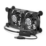 1 x RAW Customer Returns ELUTENG USB Fan 80mm 5V 2 in 1 with 3 Adjustable Speeds, Double USB Fan 80mm PC Fan USB Computer Fan with 8 Shock-Absorbing Feet for PS5 PS4 Laptop TV Box Router - RRP €20.22