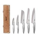 1 x RAW Customer Returns hecef knife set with 5 slots roll bag and knife sheath, vintage stonewashed stainless steel knife set with hollow handle, professional kitchen knife set for outdoor, camping - RRP €36.91