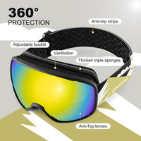 1 x RAW Customer Returns Odoland OTG Ski Goggles for Kids, UV Protection and Anti-Fog Lens for Children and Youth, Double Spherical Lens Snowboard Goggles Perfect for Skating Skiing Snowboarding for Boys and Girls BL - RRP €23.8