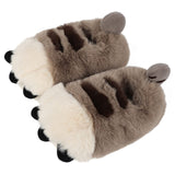 1 x Brand New CHEERFUL MARIO Winter Children s Animal Slippers Warm Plush Slippers for Cute Girls and Boys Non-Slip Brown Paw 23 24 EU - RRP €19.28