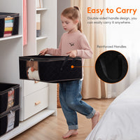 1 x RAW Customer Returns Lifewit 6 Pack 35L Storage Bag, Underbed Storage Box Clothes Storage, Foldable Moving Boxes with Clear Window for Duvets Clothes Blanket T-Shirts Wardrobe, Black - RRP €28.86