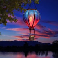 1 x RAW Customer Returns TERESA S COLLECTIONS LED Solar Lantern Hot Air Balloon, Outdoor Garden Decoration, Solar Lantern for Outdoors, Solar Lamp for Hanging, Decorative Flame Effect, Blue Balloon Solar Light, Gifts for Women - RRP €30.0