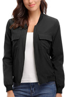 1 x RAW Customer Returns MISS MOLY Women s Bomber Jacket with Zipper Long Sleeves Bomber Jacket Elegant Black Medium - RRP €36.29