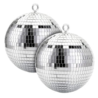 1 x RAW Customer Returns Suwimut 2 pieces mirror disco ball, 20 cm 8 inch disco ball for hanging Christmas tree balls, mirror ball for light effects, hanging disco light, party decoration, retro party, home bands decorations silver  - RRP €25.81