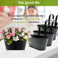 1 x RAW Customer Returns CIT TOILE set of 4 hanging flower pots made of metal, hanging pots balcony with drainage hole, black hanging pots with removable hook for balcony, fence, garden, wall - RRP €25.2