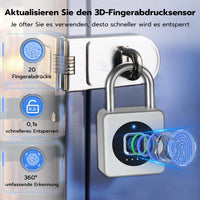 1 x RAW Customer Returns Fingerprint Lock, Eseesmart Padlock for Gym, Bluetooth Fingerprint IOS Watch Unlock, Waterproof Padlocks, for Luggage, Warehouses, Cargo Car, Garage, Locker - RRP €38.99