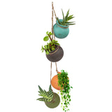 1 x RAW Customer Returns BELLE VOUS Ceramic Hanging Hanging Baskets with 4 Pots - Hanging Flower Pots for Succulent Plants - Multicolored Hanging Flower Pots with Jute Rope - Hanging Pot for Outdoor Indoor Plants - RRP €27.25