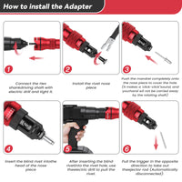 1 x RAW Customer Returns Beaspire Professional Electric Riveter Adapter for Cordless Screwdriver or Drill, Rivet Adapter Kit for Blind Rivets 2.4 3.2 4.0 4.8 6.0 6.4mm 6 Rivets and 30 Blind Rivets  - RRP €54.35