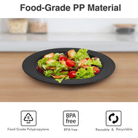 1 x RAW Customer Returns greenandlife 8-piece 25cm plate set, unbreakable dinner plates, reusable children s plates, lightweight plastic plates, camping dinner plates, microwave and dishwasher safe, black - RRP €23.99