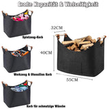 2 x RAW Customer Returns Wood basket for firewood - XXL firewood basket with carrying handles, large firewood basket as extra thick felt, firewood basket, fire, fireplace, firewood 55 x 32 x 40 cm, dark grey  - RRP €32.26