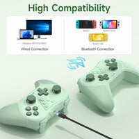 1 x RAW Customer Returns EasySMX Controller for Nintendo Switch, Bluetooth Wireless Switch Controller, Controller Switch with 6-Axis Motion, Wake-Up, Adjustable Turbo Dual Vibration Function-Green - RRP €20.16