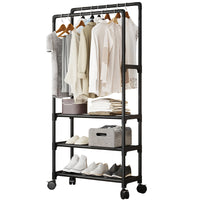 1 x RAW Customer Returns MONKLE - Clothing rack, Clothes rack on wheels, Solid clothing rack 3-level storage compartments black  - RRP €34.78