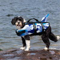 8 x Brand New Life Jacket Dog Pet Life Jacket Dog Life Jacket Swimsuit Pet Swimming Vest for Dogs Lifesaver Size Adjustable with Handle for Small Medium Large Dogs Blue Camouflage Life Jacket Dog, XL  - RRP €191.92