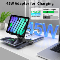 1 x RAW Customer Returns Aukvite wireless charger for Apple, 3 in 1 inductive charging station multiple devices wireless for iPhone 14 15 13 12, wireless charger for Apple Watch 9 8 7 SE, wireless charging station for AirPods, iPad - RRP €56.99