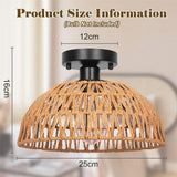 1 x RAW Customer Returns LIGKIN 2 pieces vintage boho rattan lamp ceiling light hanging lamp, E27 metal braided lampshade ceiling lamp, diameter 25 cm rustic industrial ceiling lights for bedroom kindergarten corridor - RRP €43.36