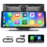 1 x RAW Customer Returns Hikity Portable Car Radio Wireless Carplay Android Auto with Sat Nav 9.3 Inch Screen Touchscreen Display Radio with Dash Cam GPS Bluetooth Mirror Link FM Transmitter AUX 7-32V - RRP €107.11