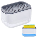 1 x RAW Customer Returns Pump Soap Dispenser with Sponge Holder 2 in 1 Refillable Manual Liquid Detergent Dispenser for Dishes Kitchen Sink 350ml - RRP €10.0