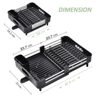 1 x RAW Customer Returns KINGRACK Foldable Stainless Steel Extendable Dish Drainer with Removable Cutlery Holder and Anti-Scratch Dish Rack, Adjustable Dish Drying Rack with Spout, Black - RRP €45.99