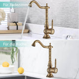 1 x RAW Customer Returns Suguword Antique Brass Tall Faucet Bathroom Sink Washbasin Tap Single Lever Mixer Bathroom Faucet Mixer Tap Washbasin Tap 360 Rotatable Spout - RRP €75.23