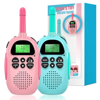 1 x RAW Customer Returns ULEWAY Walkie Talkie for Children, Rechargeable Radio, 3 km Range, Boy Girl Toy 4-12 Years 16 Channels, Walky Talky for Outdoor Adventures, Camping, Hiking Pack of 2 Pink Blue - RRP €25.2