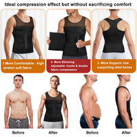 1 x RAW Customer Returns KUMAYES Men s Compression T-Shirt Slimming Tank Top Shaping Underwear Sports Fitness Slimming Undershirt M, Black  - RRP €27.99