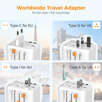 1 x RAW Customer Returns TESSAN travel adapter worldwide, travel plug adapter worldwide with USB C and 2 USB A, universal travel adapter, adapter socket worldwide, socket adapter worldwide, power adapter for world travel - RRP €17.86