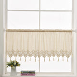 1 x RAW Customer Returns choicehot Crochet curtains, short curtains, linen, 60 cm high, bistro curtain with tassels, country house style panel curtain, short for kitchen, bedroom, 1 piece, 150 L x 60 W cm - RRP €22.68