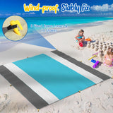 1 x RAW Customer Returns MoKo Beach Blanket, 300 x 300cm Portable Sandproof Picnic Blanket for Adults with 10 Poles and 4 Corner Pockets, Quick Drying Travel Blanket for Travel, Camping, Beach Holidays, Mint Green White Gray - RRP €28.99