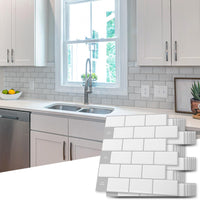 1 x RAW Customer Returns Art3d ceramic tiles metro tiles self-adhesive tile stickers adhesive tiles kitchen 3d wall panels white with grey joint 30 x 30cm - RRP €35.99