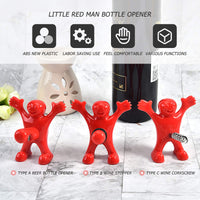 1 x Brand New Yisscen Wine Bottle Stopper Set, 3 Pieces Wine Stopper Wine Bottle Corkscrew, Funny Happy Red Man Bottle Opener Beer Bottle Opener, Used for Father s Day, Bar Party - RRP €20.4