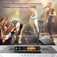 1 x RAW Customer Returns TONOR Wireless Radio Microphone UHF Professional Dynamic Wireless Dual Microphone, Handheld Microphone System, Home KTV Set for Karaoke, Party, DJ, Church, Wedding, Meeting, 60 Meters, TW820, Gray - RRP €109.99