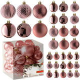 1 x RAW Customer Returns Prextex Rose Gold Christmas Baubles for Christmas Decorations - 36 Pieces Shatterproof Ornaments with Hook - Combo of 6 Styles in 3 Different Sizes  - RRP €16.97