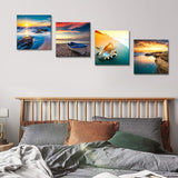 1 x RAW Customer Returns Artscope 4-piece canvas picture with sunset coastal landscape motif art print - modern wall picture for bathroom living room wall decoration - 30 x 30 cm - RRP €25.99