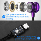 1 x RAW Customer Returns USB C Headphones for Galaxy A54 5G A34 A55 A35 A53, Headphones with Microphone Type C Headphones USB C Port USB C Headset for Pixel 8 Pro 7a iPhone 15 Pro Samsung S24 S23 FE Mi 14 Oneplus 11 Sport, Purple - RRP €17.14