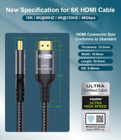 1 x RAW Customer Returns Adauxter 10k 8k HDMI 2.1 Cable 5M, Certified Ultra High Speed HDMI Cable 4K 144Hz 120Hz 8K60Hz eARC DTS X D-olby Atmos HDR10 HDCP2.3 Compatible Mac PS5 X-box Gaming PC TV RTX4090 - RRP €22.9