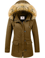 1 x Brand New Uoiuxc Women s Winter Parka Coat Jackets Warm Windproof Jacket with Detachable Hood Khaki,M  - RRP €92.98