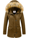 1 x Brand New Uoiuxc Women s Winter Parka Coat Jackets Warm Windproof Jacket with Detachable Hood Khaki,S  - RRP €94.98