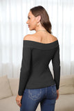 1 x RAW Customer Returns YBENLOVER Women s Long Sleeve Sexy Off Shoulder Top Solid Color Slim Top Black , L - RRP €24.0