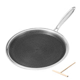 1 x RAW Customer Returns DYGG stainless steel crepe pan 28 cm with crepe spreader 22 cm, omelette pan, pancake flat pan, pancake pan, pancake pan and crepe pan, PFOA-free - RRP €49.89