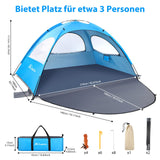 1 x RAW Customer Returns MoopGou beach tent, portable beach tent for 2-4 people, baby beach tent with UV protection 50 , beach tent with 3 ventilated windows, quick assembly, easy to carry umbrella beach tent white  - RRP €40.33