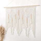 1 x RAW Customer Returns Dremisland Large Macrame Wall Hanging Boho Woven Tapestry with Wooden Beads Bohemian Tassel Wall Art Tapestry Aesthetic Wall Decor Curtain for Bedroom Living Room Backdrop, 115x97.5cm - RRP €39.99