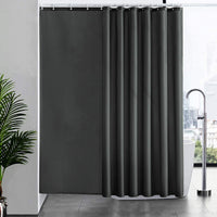 1 x RAW Customer Returns Furlinic shower curtain, extra length, bathroom curtain, anti-mold for shower and bathtub, textile curtains made of fabric, antibacterial, waterproof, extra wide, 240 x 180 cm, dark gray with 16 hooks. - RRP €21.17