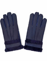 1 x Brand New YISEVEN Women s Winter Lambskin Shearling Leather Gloves Wool Lined Fur Cuffs Sherpa Merino Thick Soft Warm Fur Lining for Driving Cold Weather Gifts, Navy Blue L - RRP €35.2