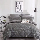 1 x RAW Customer Returns KEAYOO bed linen 135x200 cotton aesthetic grey set geometric check reversible bed linen with zipper skin-friendly and soft fabric quality for summer to winter - RRP €25.2