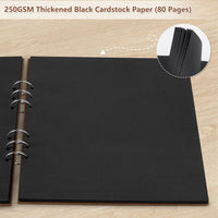 1 x RAW Customer Returns Creawoo Wooden Photo Album DIY Photo Book for Gluing Large Spiral Book 30 x 30 cm, Scrapbook Guest Book with 80 Black Pages, Perfect for Wedding, Baby, Travel, Anniversary, Birthday Gift - RRP €22.99