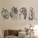 1 x RAW Customer Returns Photect 4 Pieces Metal Minimalist Abstract Woman Wall Art Black Metal Female Wall Art Woman Line Art Metal Woman Wall Decor Line Drawing Aesthetic Women Body Face - RRP €34.99