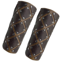 1 x RAW Customer Returns HiiFeuer Medieval Brigantine Style Armguards, Faux Leather Mercenary Combat Gauntlet, Renaissance Knight Arm Guard, Vintage Style Brown B  - RRP €28.73